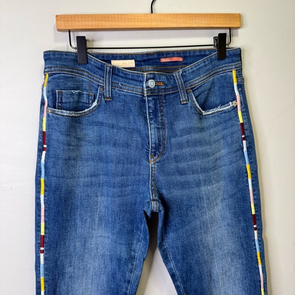 Anthropologie Pilcro Slim Boyfriend Crop Jeans Embroidered Side Stripe Size 28 - Picture 6 of 16
